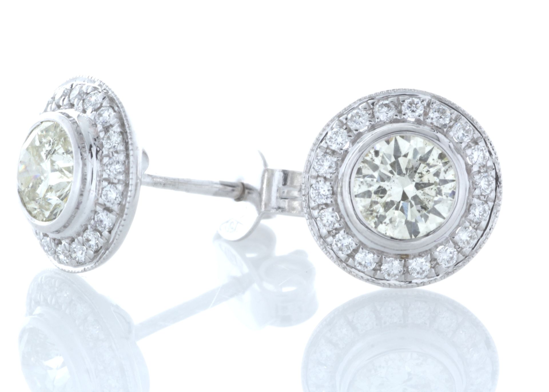 18ct White Gold Single Stone With Halo Setting Earring (1.01) 1.20 Carats - Valued by IDI £9,000. - Image 2 of 4