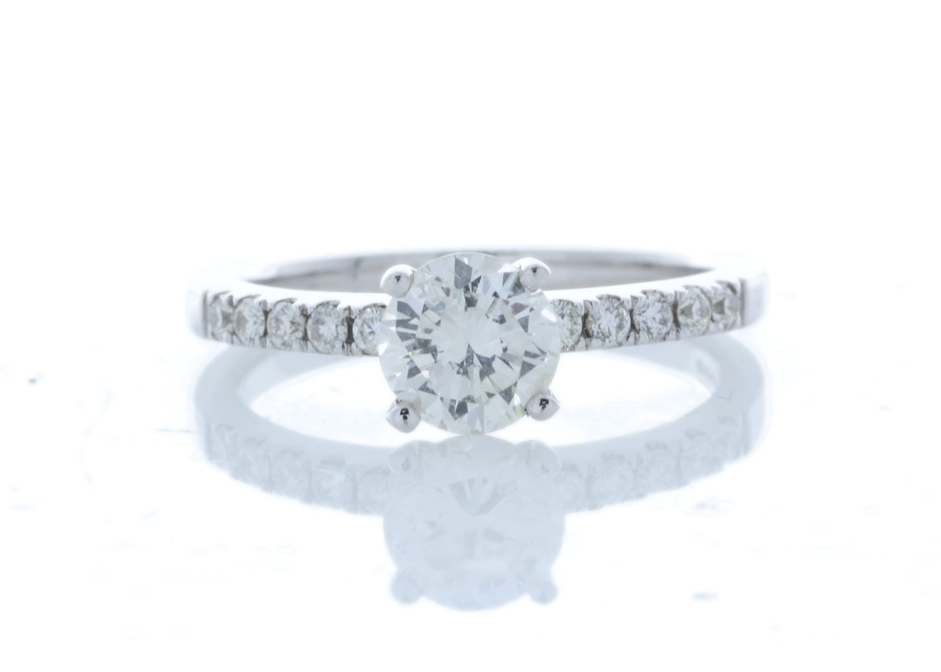 18ct White Gold Single Stone Prong Set With Stone Set Shoulders Diamond Ring (0.70) 0.90 Carats -