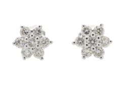 9ct White Gold Diamond Flower Earring 0.45 Carats - Valued by GIE £3,845.00 - Seven round