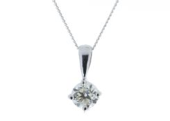 18ct White Gold Single Stone Four Claw Set Diamond Pendant 0.50 Carats - Valued by GIE £10,548.
