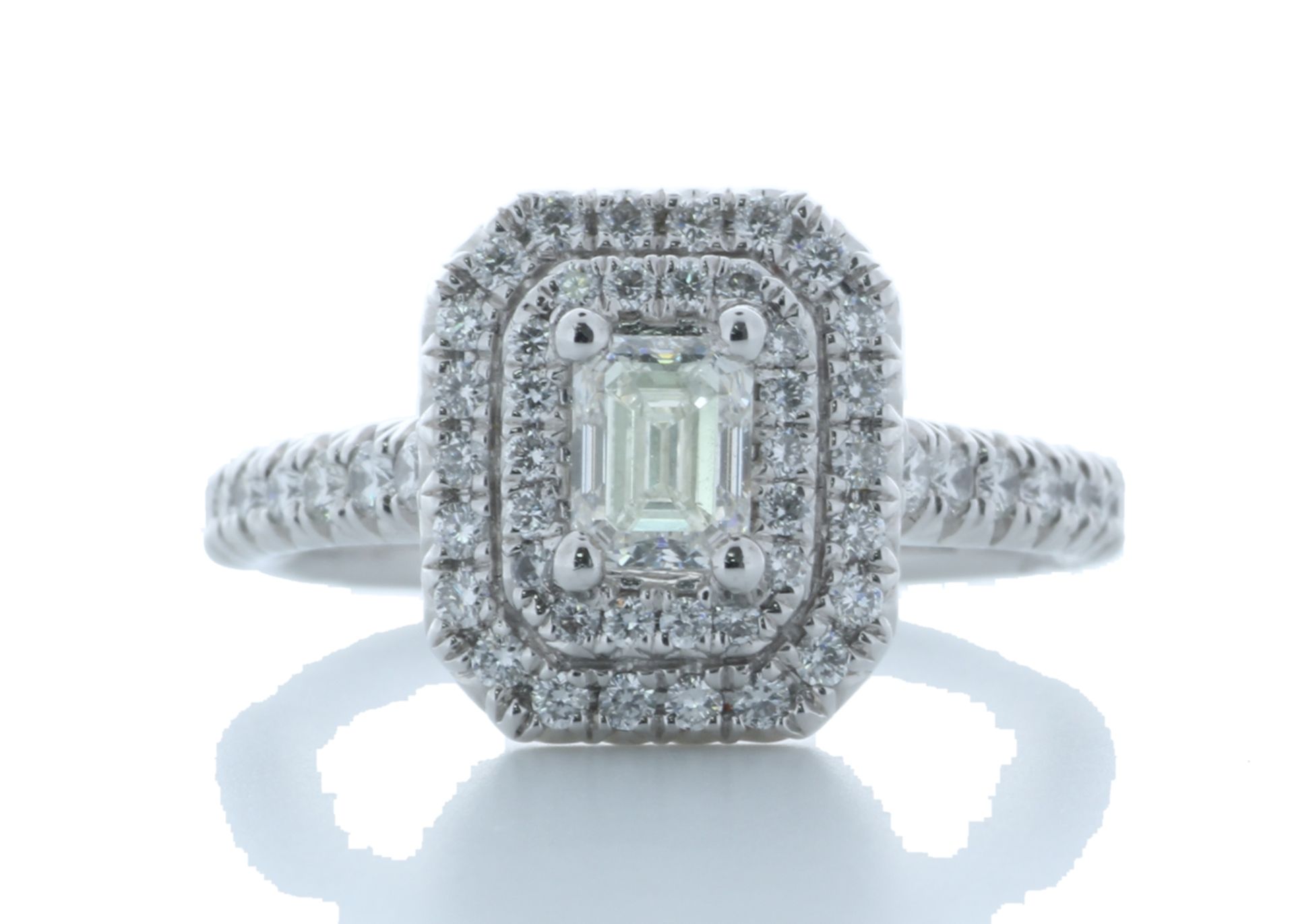 Platinum Single Stone With Halo Setting Ring 0.99 Carats - Valued by AGI £4,535.00 - Platinum Single