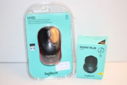 2X BOXED ASSORTED LOGITECH COMPUTER MOUSES TO INCLUDE M185 & SILENT PLUS M330Condition