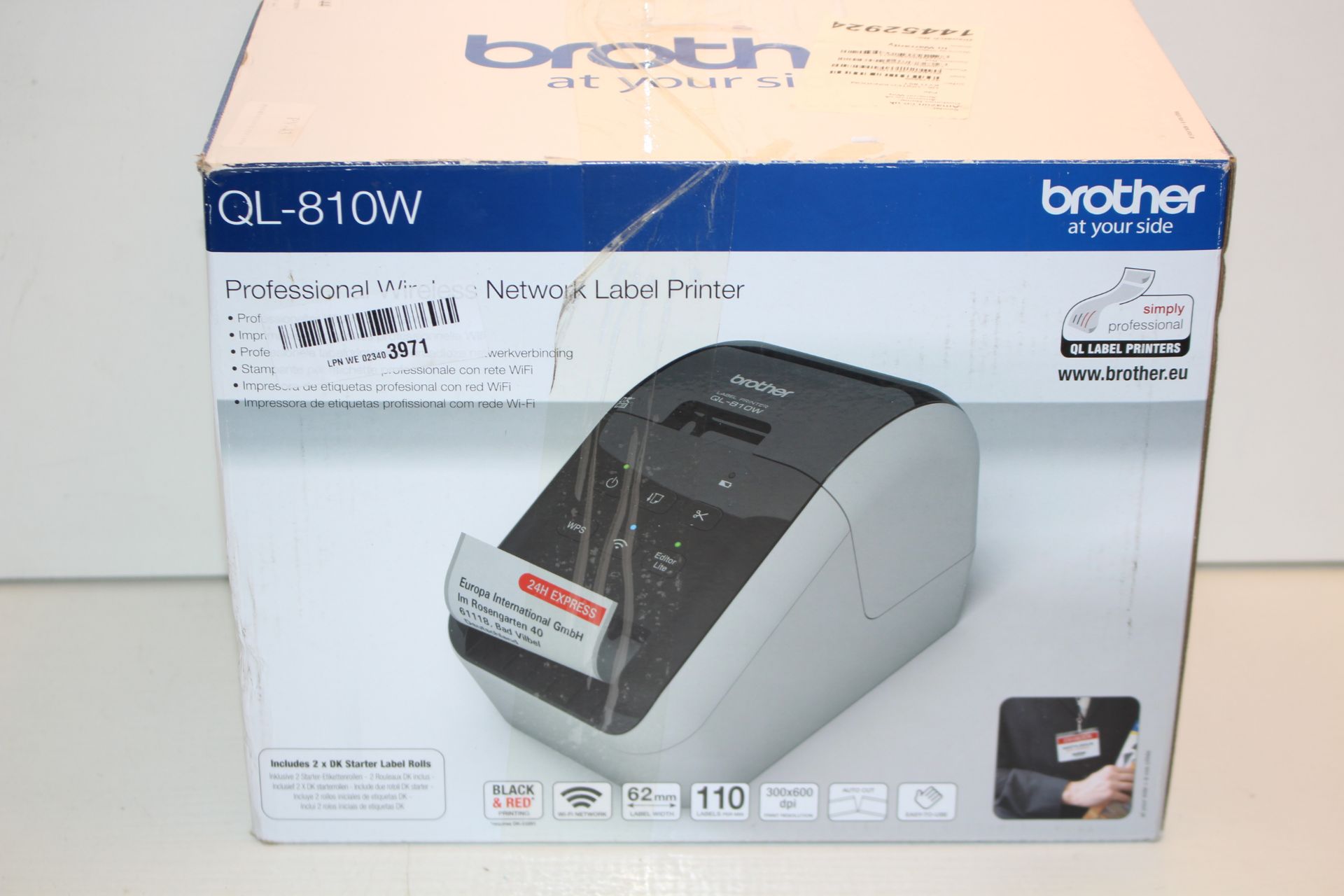 BOXED BROTHER PROFESSIONAL WIRELESS NETWORK LABEL PRINTER RRP £69.99Condition ReportAppraisal