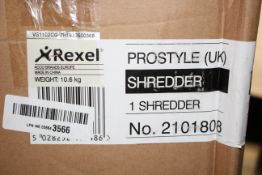BOXED REXEL PRO STYLE SHREDDER RRP £39.60Condition ReportAppraisal Available on Request- All Items