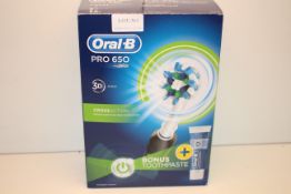 BOXED ORAL B PRO 650 POWERED BY BRAUN TOOTHBRUSH RRP £39.99Condition ReportAppraisal Available on