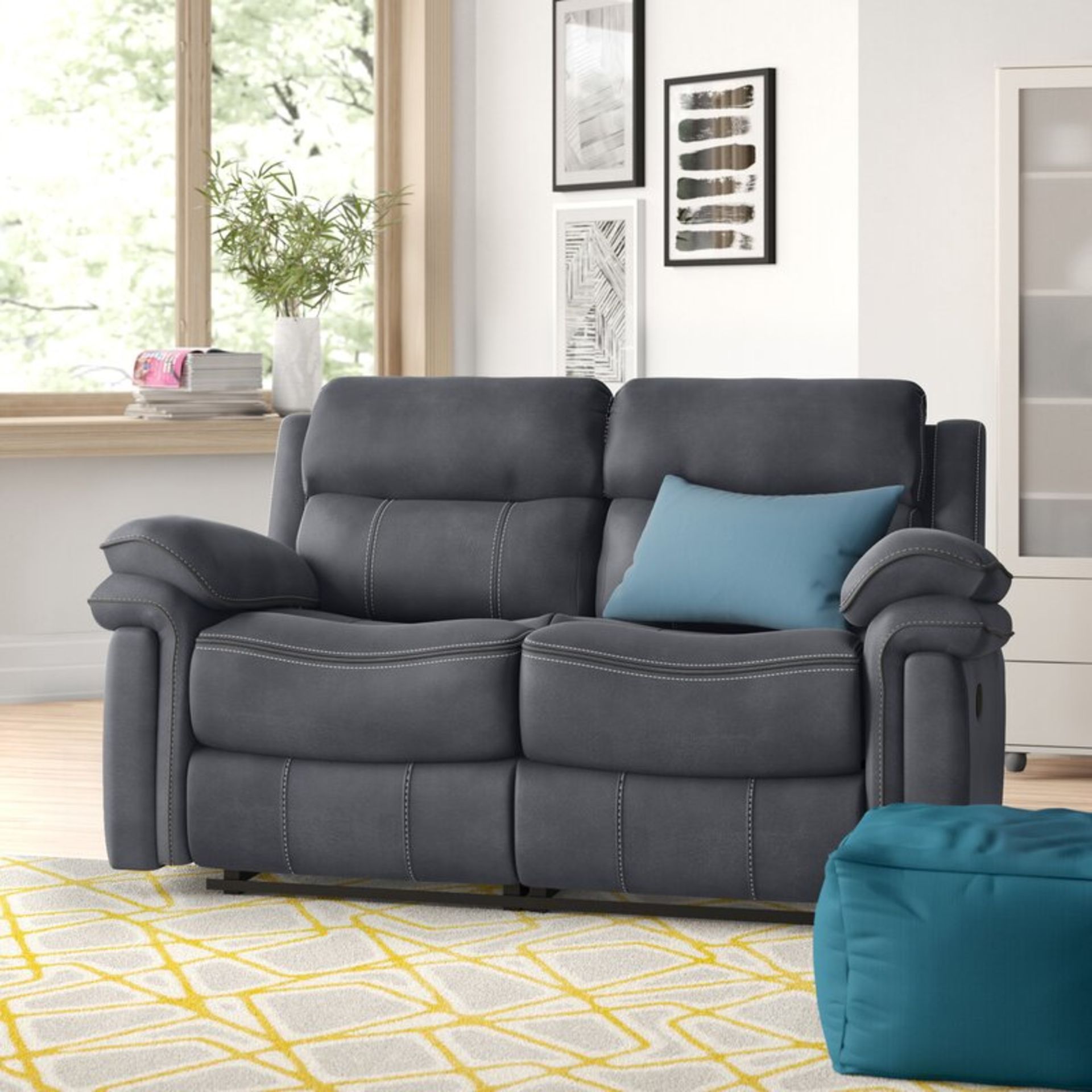 BOXED ADALYNN 2 SEATER RECLINER SOFA IN CHARCOAL, APPEARS NEW, RRP-£699.00Condition