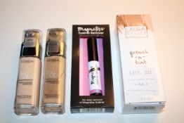 4X ASSORTED ITEMS TO INCLUDE L'OREAL TRUE MATCH, MAGNETISE EYELINER REMOVER & OTHER COMBINED RRP £