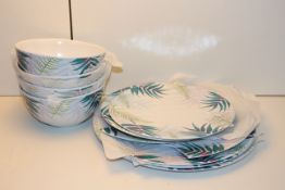 BOXED PATTERNED PORTMERION JUNGLE PLASTIC DESIGNER PLATES AND BOWLS RRP £24.99Condition