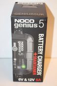 BOXED NOCO GENIUS 5 BATTERY CHARGER + MAINTAINER 6V & 12V 5A RRP £64.99Condition ReportAppraisal