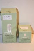 2X BOXED CLINIQUE ITEMS TO INCLUDE REDNESS SOLUTIONS SOOTHING CLEANSER & MOISTURE SURGECondition