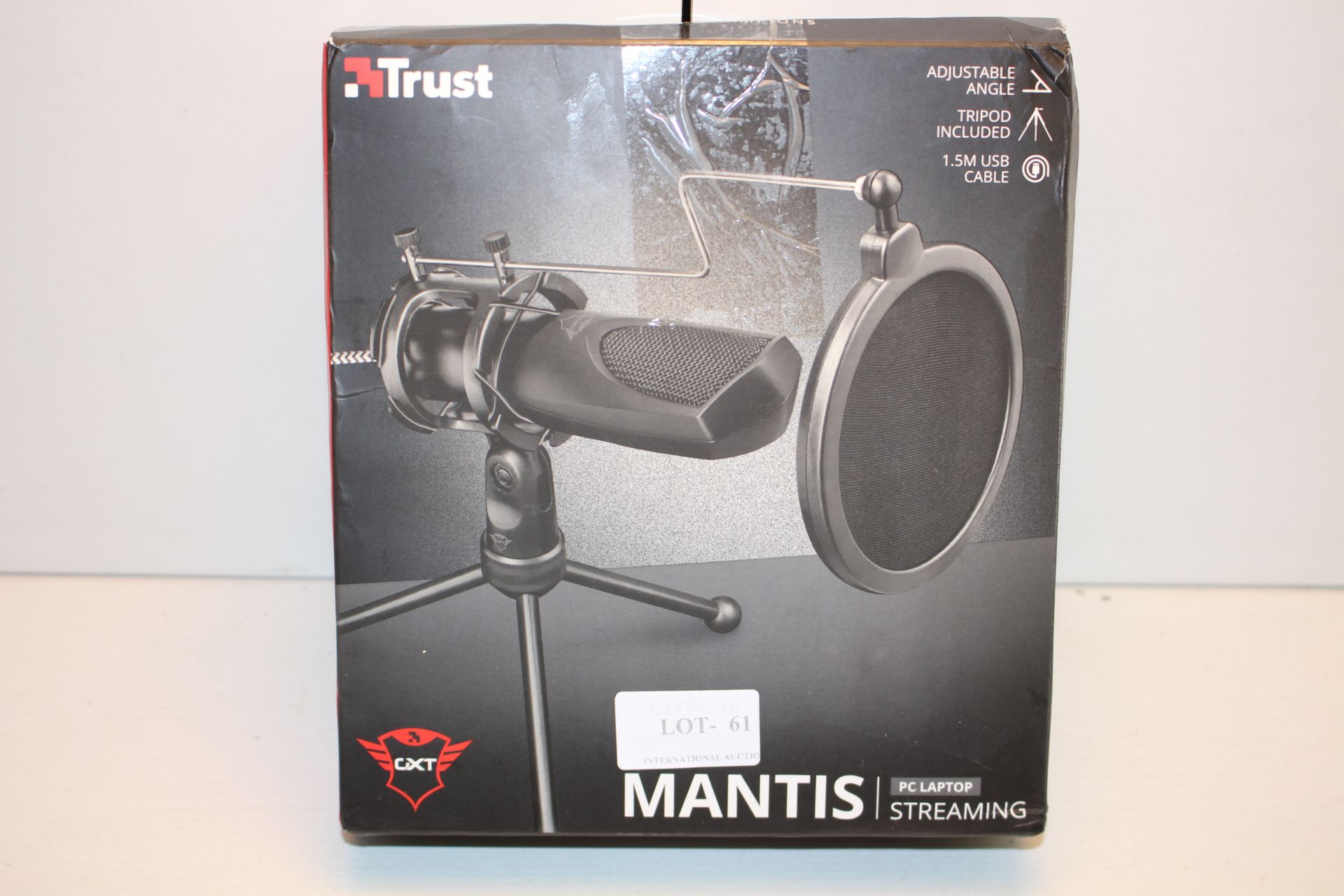 BOXED TRUST MANTIS PC LAPTOP STREAMING MICROPHONE GXT 232 RRP £29.99Condition ReportAppraisal