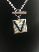 70's Vintage Louis Vuitton Silver Necklace with V Pendant
