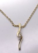 9 carat yellow gold chain and 3 Diamond Pendant set in a 9 carat Yellow Gold