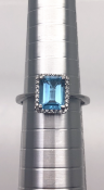 9ct White Gold Topaz and Diamond Ring