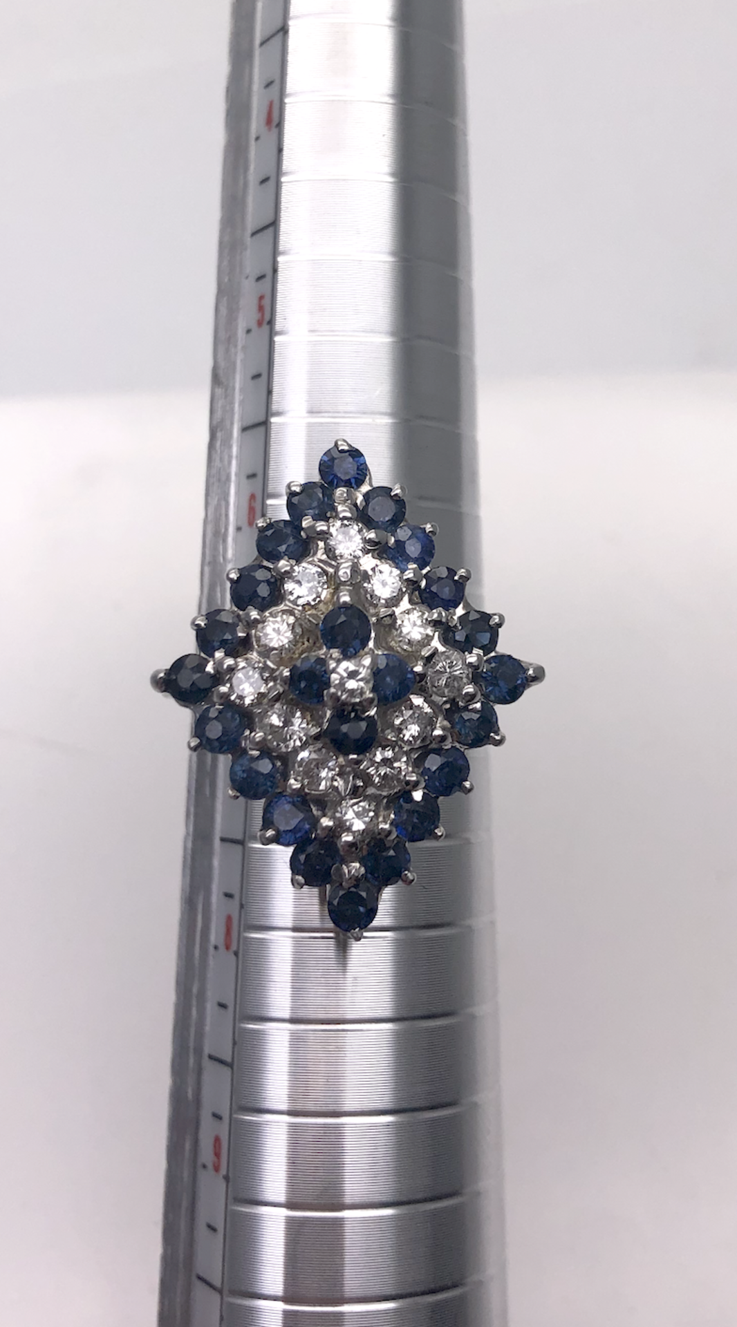 Diamond and Sapphire Cluster Ring Set in 14 carat White Gold