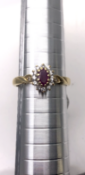 18ct Yellow Gold Ruby and Diamond Halo Ring