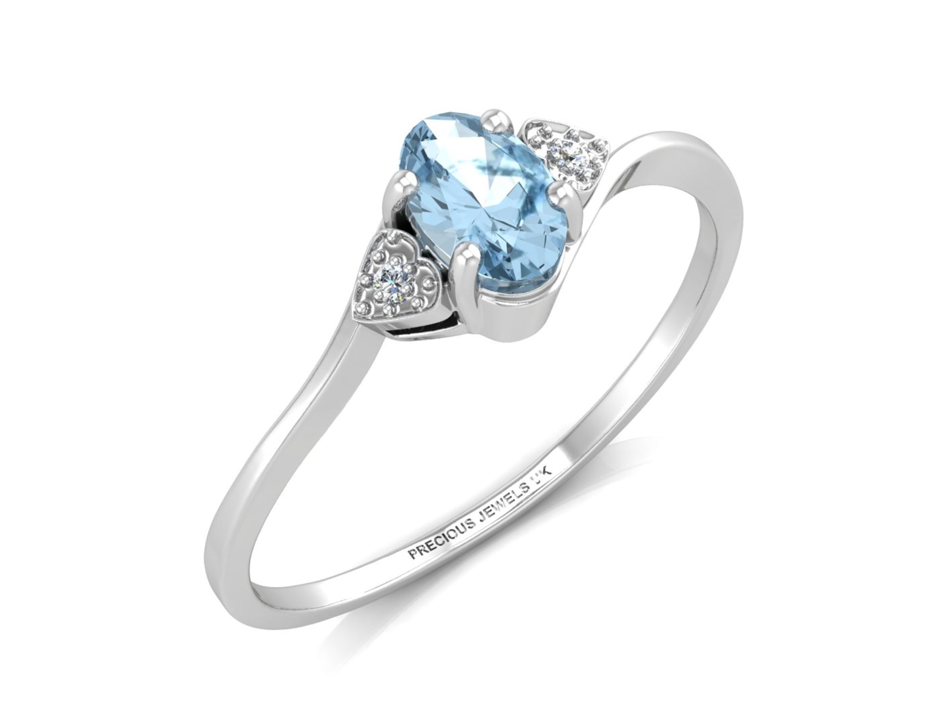 9ct White Gold Fancy Cluster Diamond Blue Topaz Ring 0.01 Carats - Valued by AGI £275.00 - 9ct White