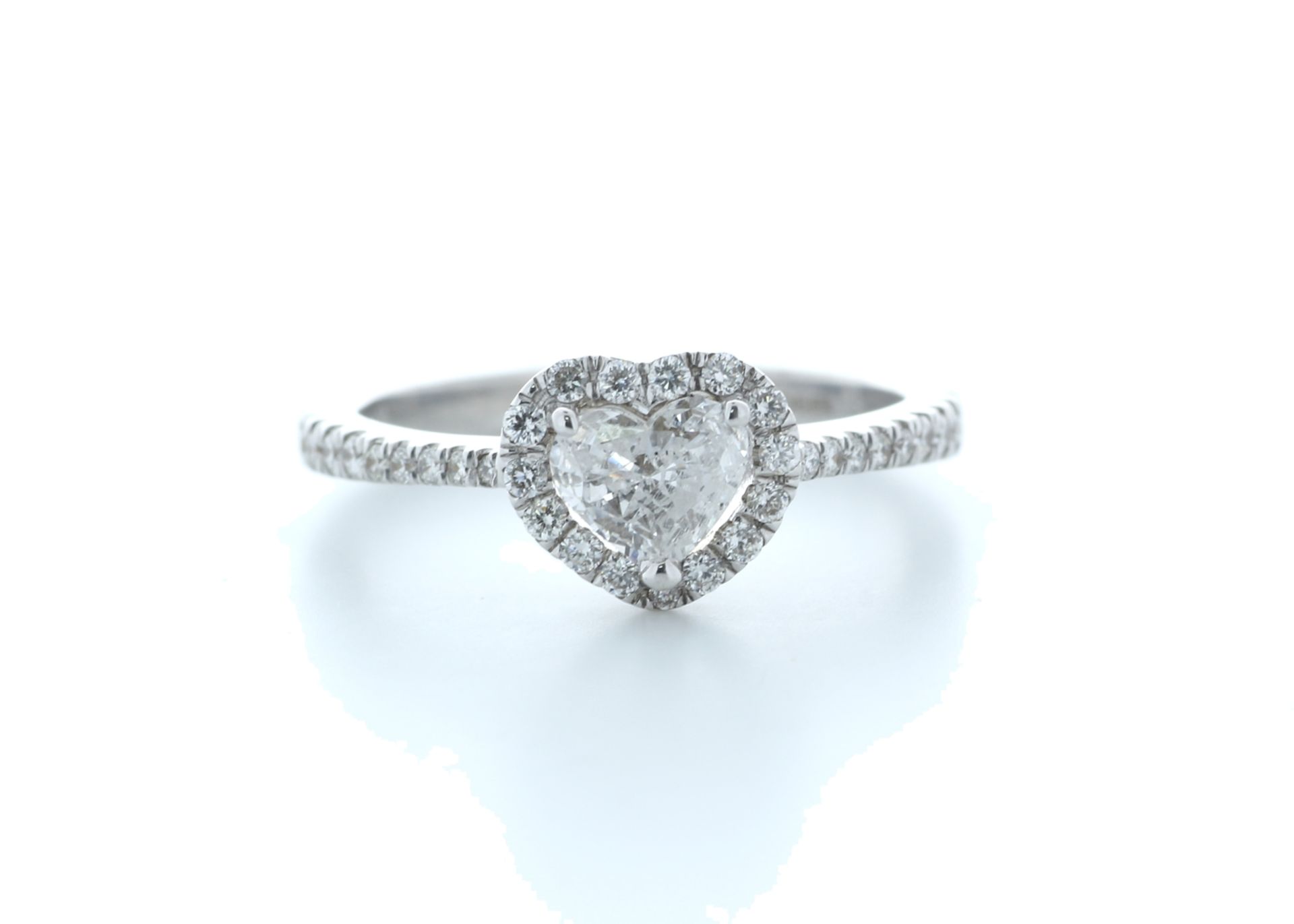 18ct White Gold Heart Shape Diamond With Halo Setting Ring 0.77 (0.45) Carats - Valued by IDI £4,