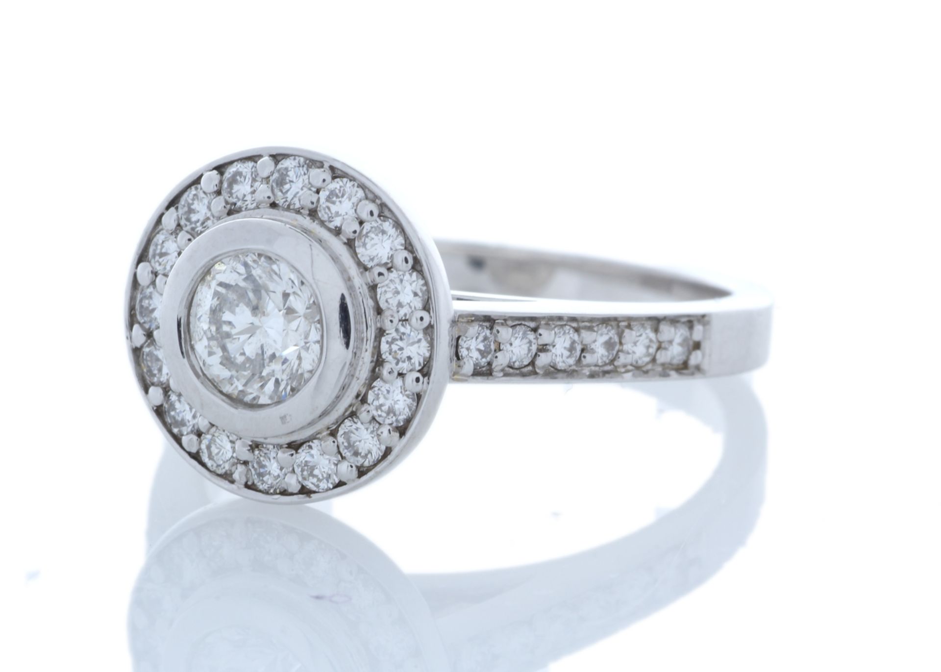 18ct White Gold Single Stone With Halo Setting Ring (0.50) 1.00 Carats - Valued by AGI £10,500. - Image 4 of 5