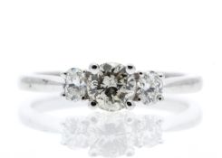 18ct White Gold Three Stone Claw Set Diamond Ring 0.73 Carats - Valued by IDI £6,500.00 - 18ct White