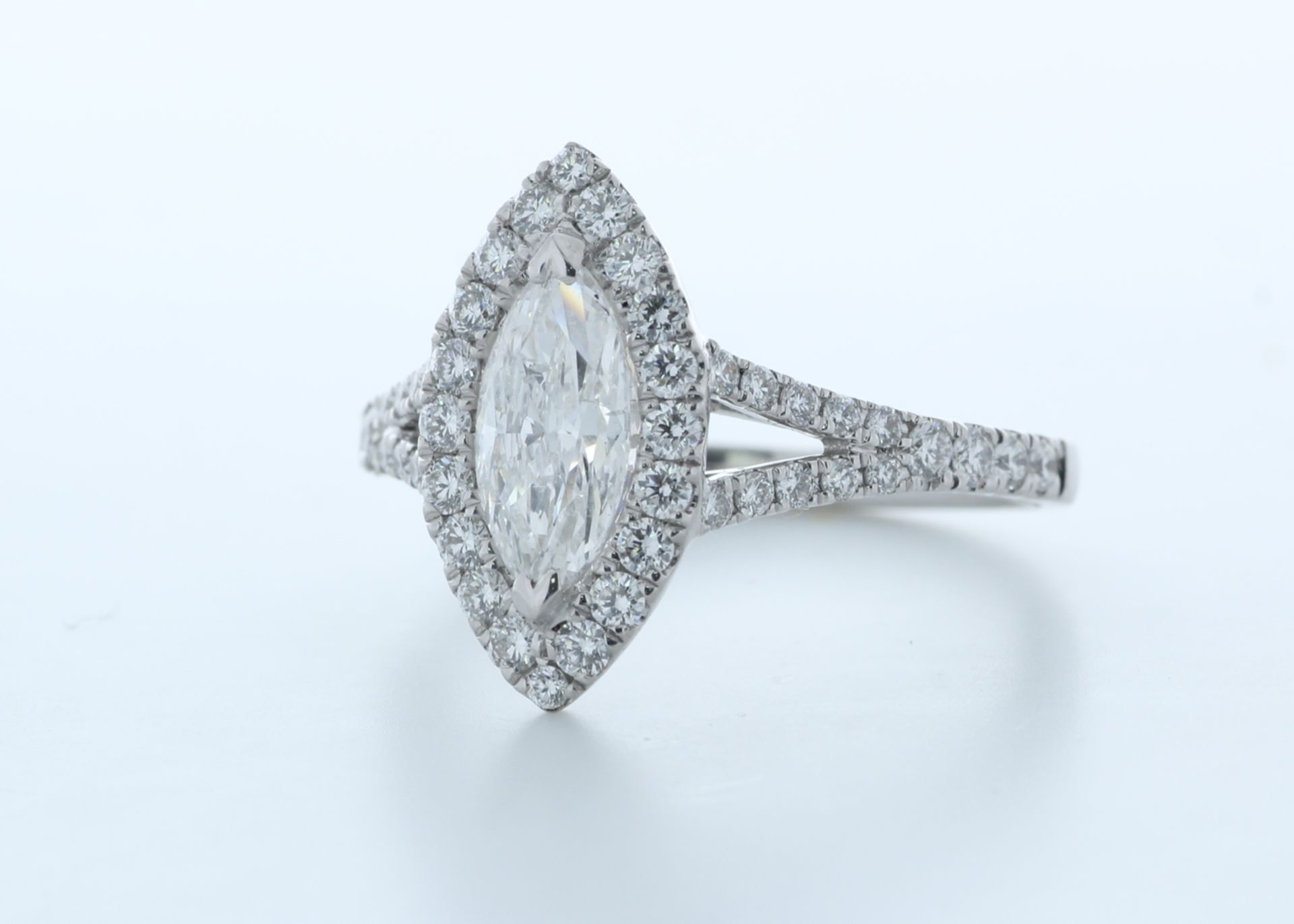18ct White Gold Single Stone With Halo Setting Ring 1.56 (0.90) Carats - Valued by IDI £16,000. - Image 2 of 5