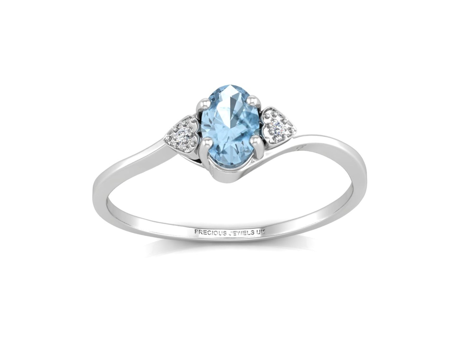 9ct White Gold Fancy Cluster Diamond Blue Topaz Ring 0.01 Carats - Valued by AGI £275.00 - 9ct White - Image 3 of 5