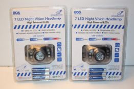2X BOXED FACTORY SEALED FALCON 7 LED NIGHT VISION HEADLAMP COMBINED RRP £70.00Condition