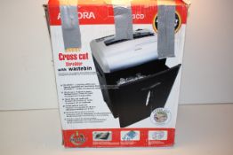 BOXED AURORA 12 SHEET CROSS CUT SHREDDER WITH WASTE BIN Condition ReportAppraisal Available on