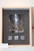 BOXED WHISKEY DRINKERS GLASS AND STONE COOL CUBES Condition ReportAppraisal Available on Request-