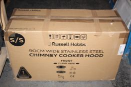 BOXED RUSSELL HOBBS 90CM WIDE STAINLESS STEEL CHIMNEY COOKER HOOD RRP £140.00Condition