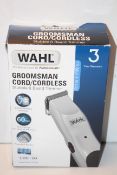 BOXED WAHL GROOMSMAN CORD/CORDLESS STUBBLE & BEARD TRIMMER RRP £19.99Condition ReportAppraisal