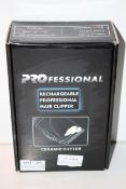 BOXED PROFESSIONAL RECHARGEABLE HAIR CLIPPER Condition ReportAppraisal Available on Request- All