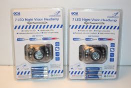 2X BOXED FACTORY SEALED FALCON 7 LED NIGHT VISION HEADLAMP COMBINED RRP £70.00Condition
