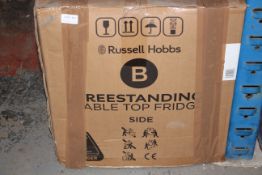 BOXED RUSSELL HOBBS FREESTANDING TABLE TOP FRIDGE RHTTLF1B RRP £110.00Condition ReportAppraisal