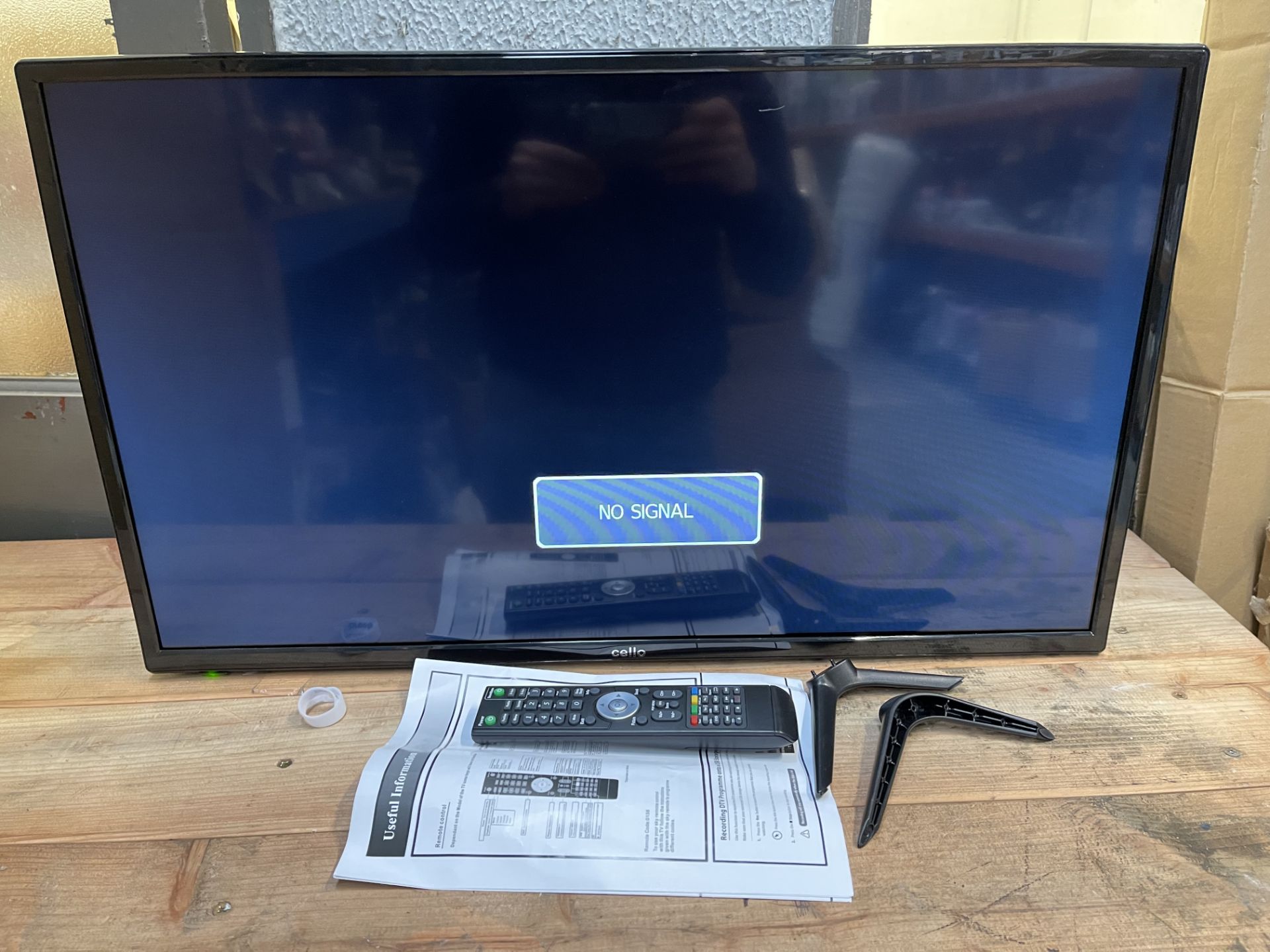 BOXED CELLO 32 INCH TV, MODEL- SNCB2819, POWERS ON WITH REMOTE AND STAND, DVD NOT TESTEDCondition - Image 2 of 2