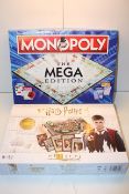 2X BOXED ITEMS TO INCLUDE MONOPOLY THE MEGA EDITION & HARRY POTTER CLUEDO Condition