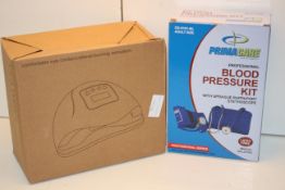 2X ASSORTED BOXED ITEMS TO INCLUDE LED NAIL DRYER & PRIMACARE BOXED BLOOD PRESSURE KIT (IMAGE