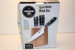 BOXED GRUNWERG ROCKINGHAM FORGE 6PCE KNIFE BLOCK SET RRP £59.99Condition ReportAppraisal Available