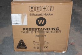 BOXED RUSSELL HOBBS TABLE TOP FREEZER MODEL: RHTTFZ1B RRP £99.00Condition ReportAppraisal