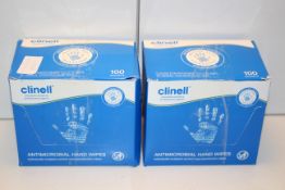2X BOXED CLINELL ANTIMICROBIAL HAND WIPES 100 SACHET PACKSCondition ReportAppraisal Available on