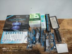 1 LOT TO CONTAIN 12 ASSORTED ITEMS TO INCLUDE TEETH WHITENING/GLASSES AND MORE (IMAGE DEPICTS