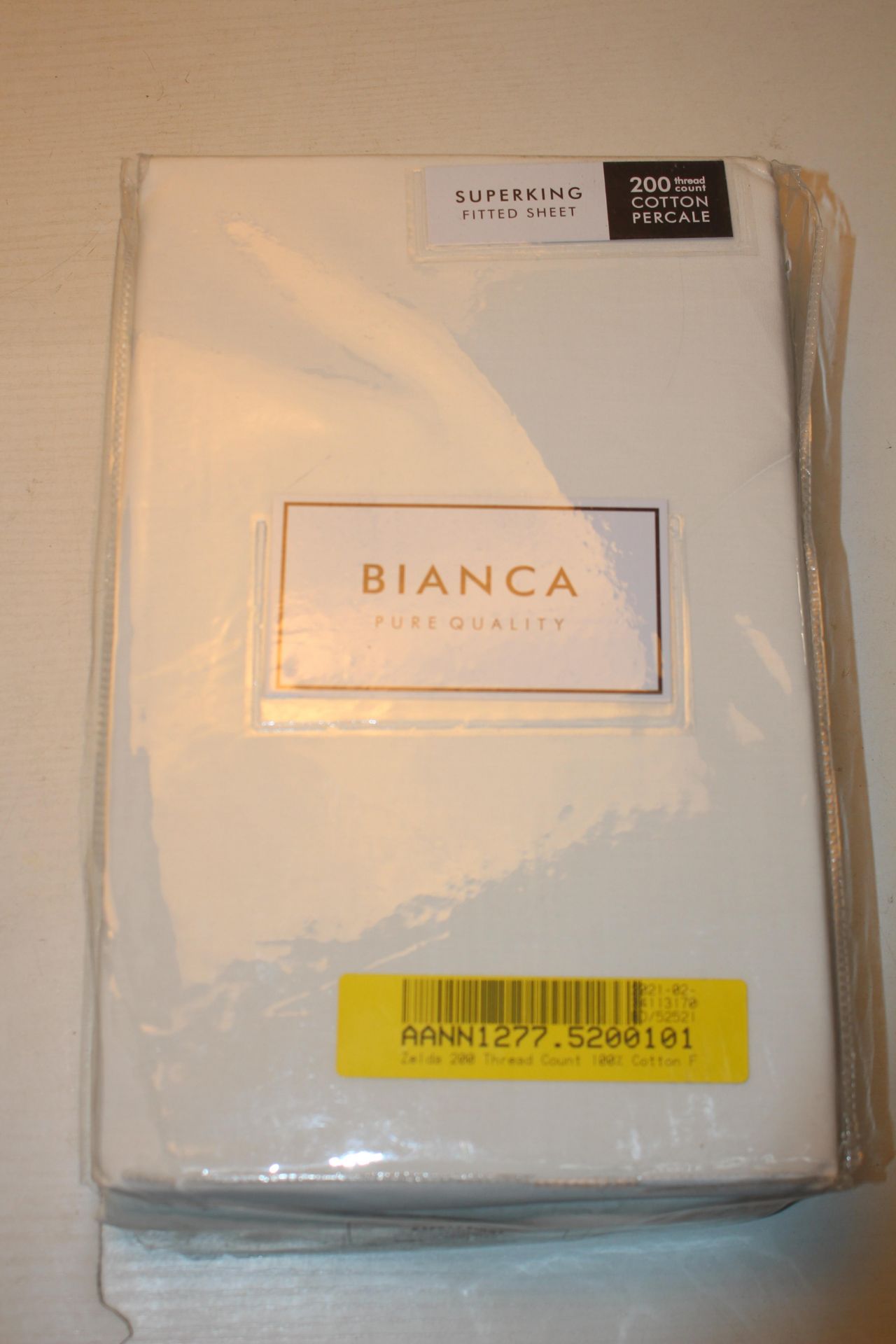 BAGGED BIANCA 200 THREAD COUNT COTTON PERCALE SUPERKING FITTED SHEET RRP £18.99 (AS SEEN IN