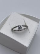 ONE LADIES STERLING SILVER 925 DECORATIVE, SET WITH AAA QUALITY CRYSTALS, RING SIZE- RCondition