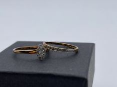 BOXED 9CT YELLOW GOLD AND DIAMOND TWO PIECE BRIDAL SET, SIZE- N, RRP-£350.00 (ONE DIAMOND MISSING,