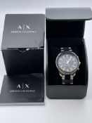 BOXED ARMANI EXCHANGE GENTS WATCH, STAINLESS STEEL AND RUBBER STRAP, MODEL- 251807, RRP-£140.