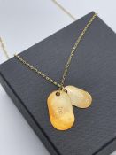 BOXED 9CT YELLOW GOLD, CHAIN WITH DOG TAGS, INSCRIBED ''JOE'' NEEDS POLISHING Condition