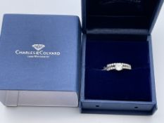 BOXED CHARLES AND COLVARD CREATED MOISSANITE 9CT WHITE GOLD, TWO PIECE BRIDAL SET, SOLITAIRE