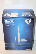 BOXED ORAL B POWERED BY BRAUN SMART 4 TOOTHBRUSH 4000N RRP £80.00Condition ReportAppraisal Available