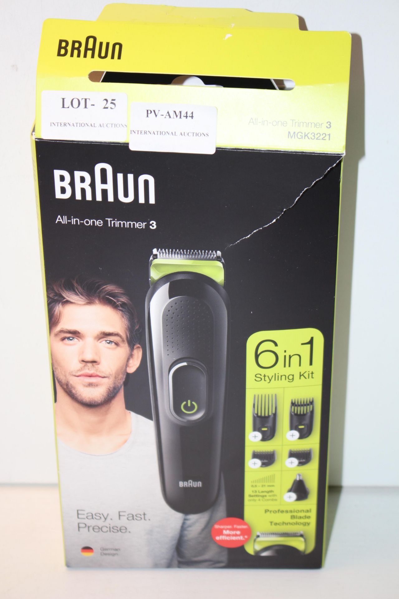 BOXED BRAUN ALL-IN-ONE TRIMMER 3 6-IN-1 STYLING KIT MGK3221 RRP £44.95Condition ReportAppraisal