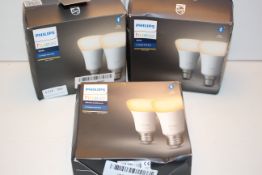 3X BOXED PHILIPS HUE PERSONAL WIRELESS LIGHTING WHITE & WHITE AMBIANCE BULB SETS COMBINED RRP £128.